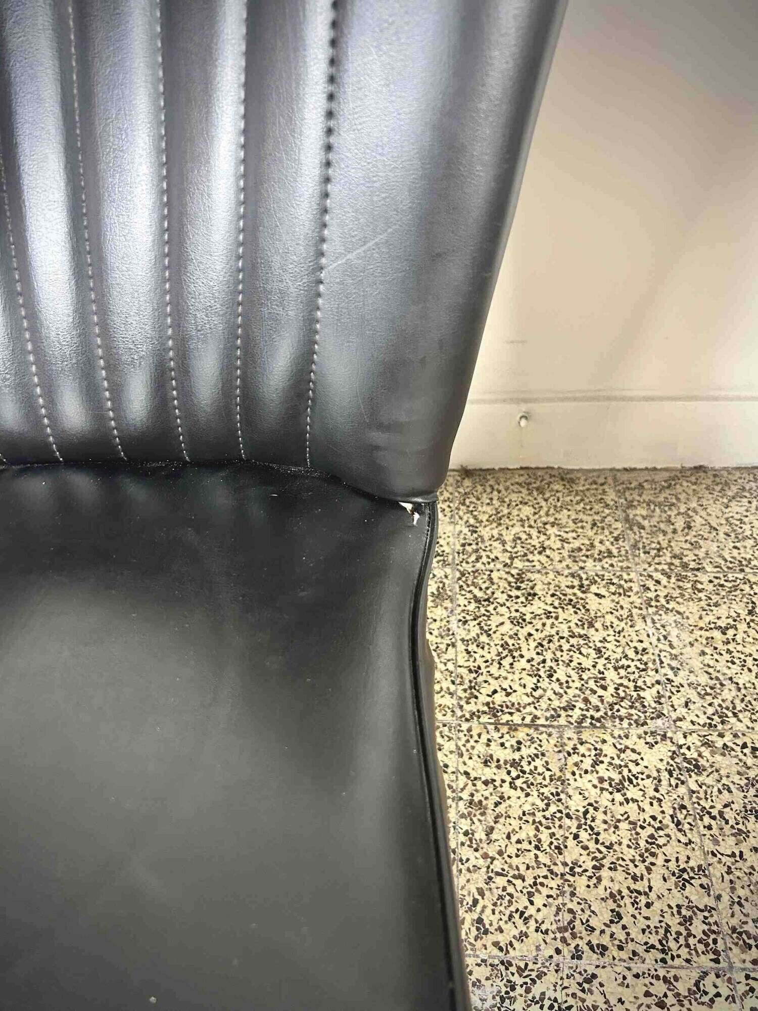 Pair of vintage club armchairs in black leatherette – 1950s
