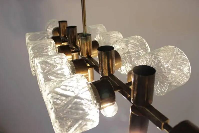 Unique Design Glass Chandelier, Czechoslovakia, 1970s