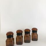 Lot de 4 flacons bocaux en verre ambré style apothicaire