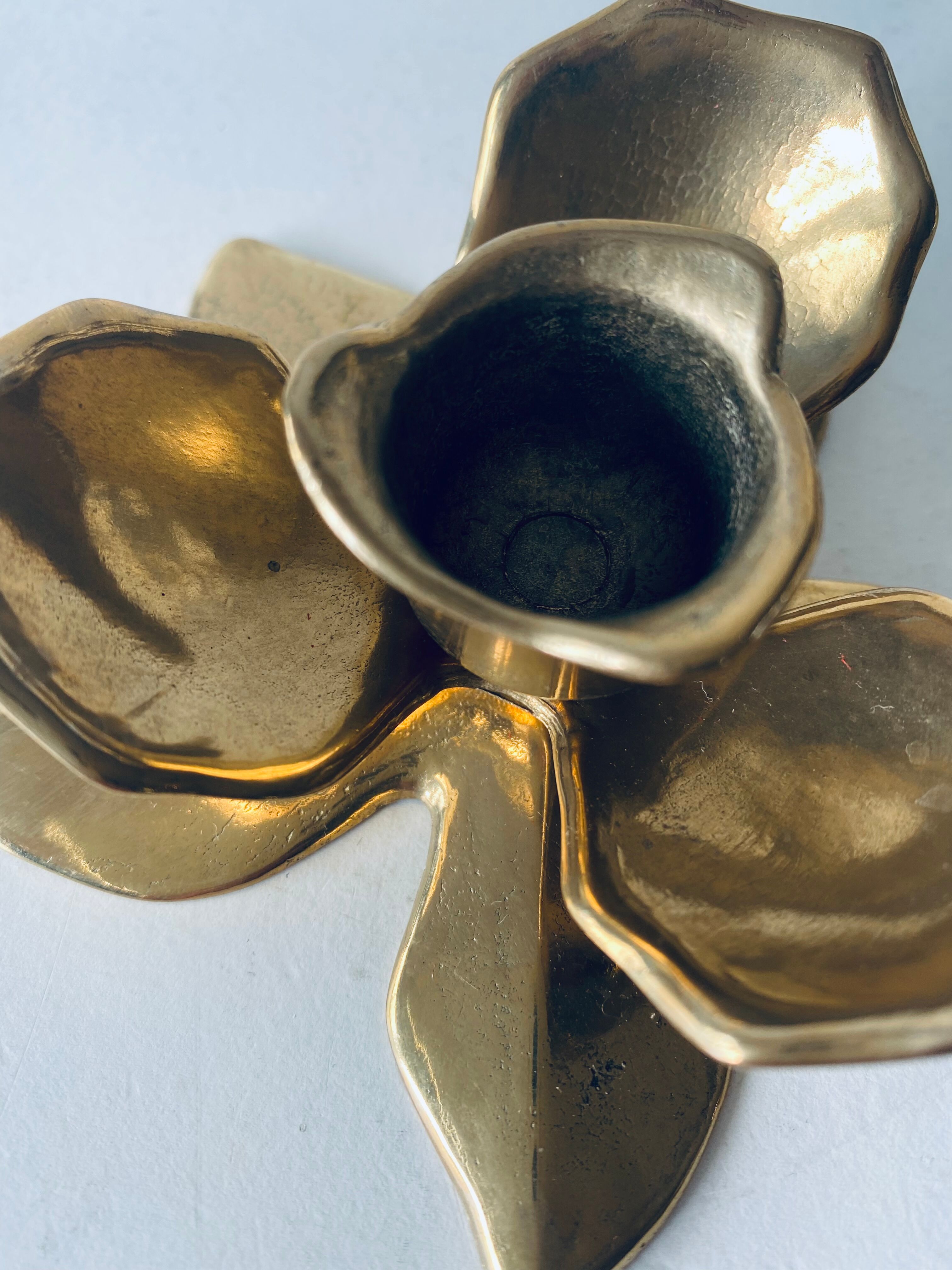 Brass flower candlestick