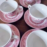 Set of 5 tea cups in English earthenware
