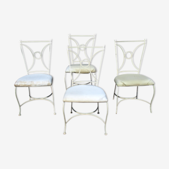 Set de 4 chaises de jardin en fer vintage