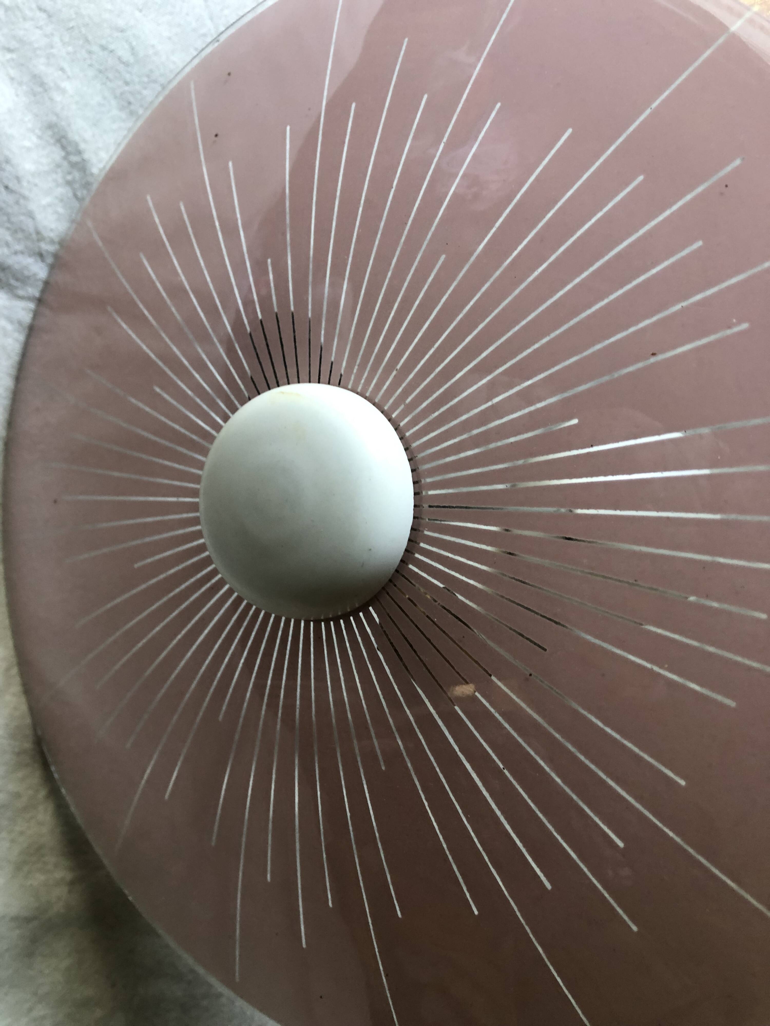 Vintage patterned glass pendant light from the 50s/60s