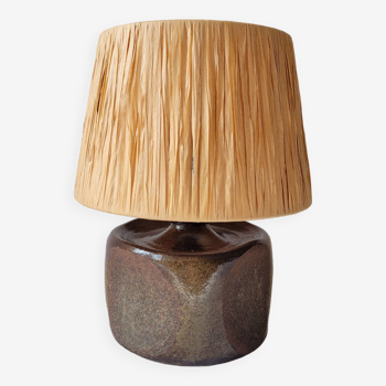 Sandstone and raffia lamp