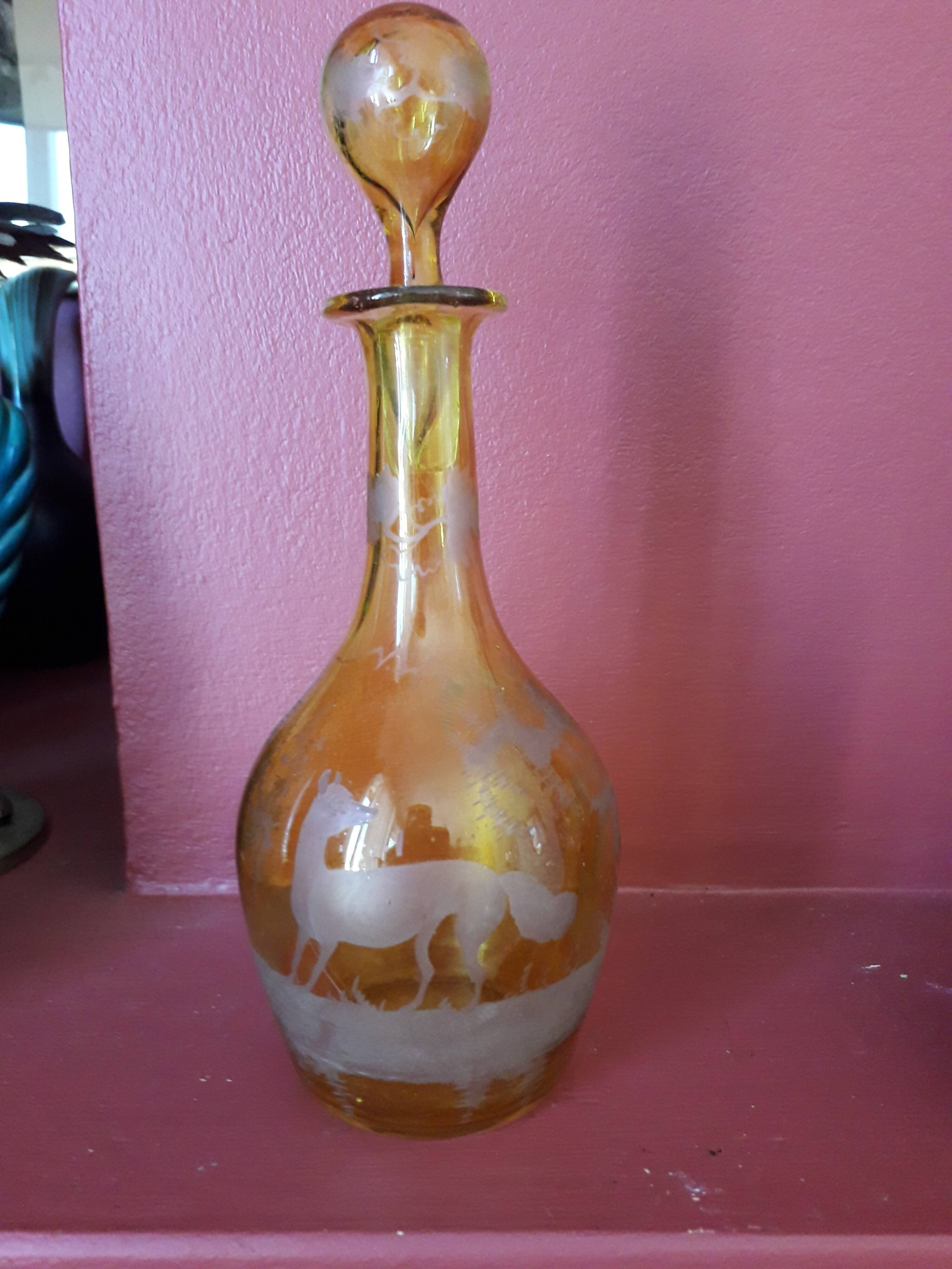 1900 glass carafe with refined decor