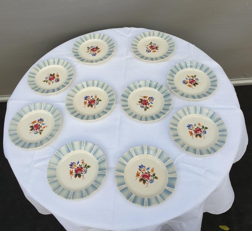 Set 10 plates Claude de Sarreguemines 1930