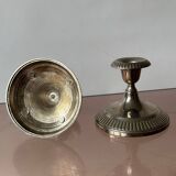 Antique silver-plated metal candlesticks