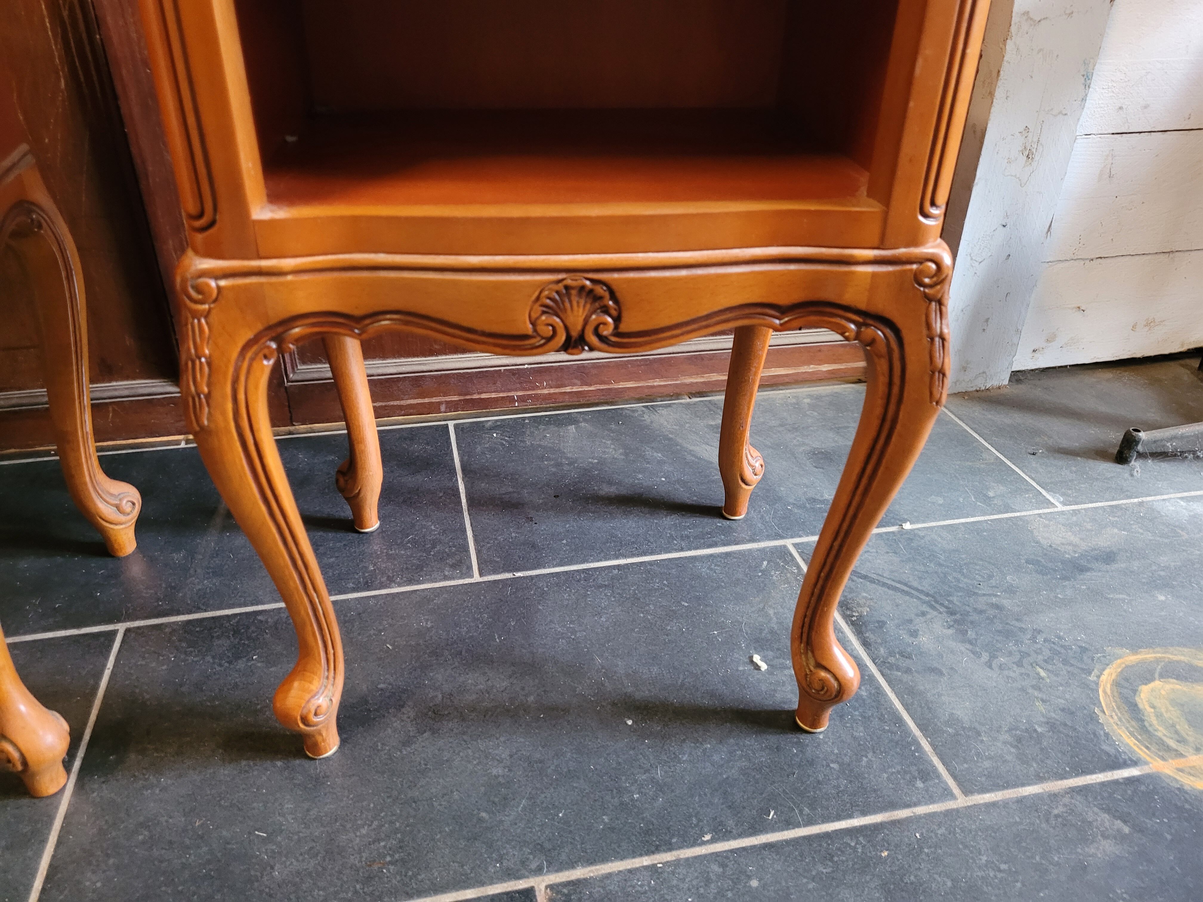 Pair of Louis XV style oak bedside table