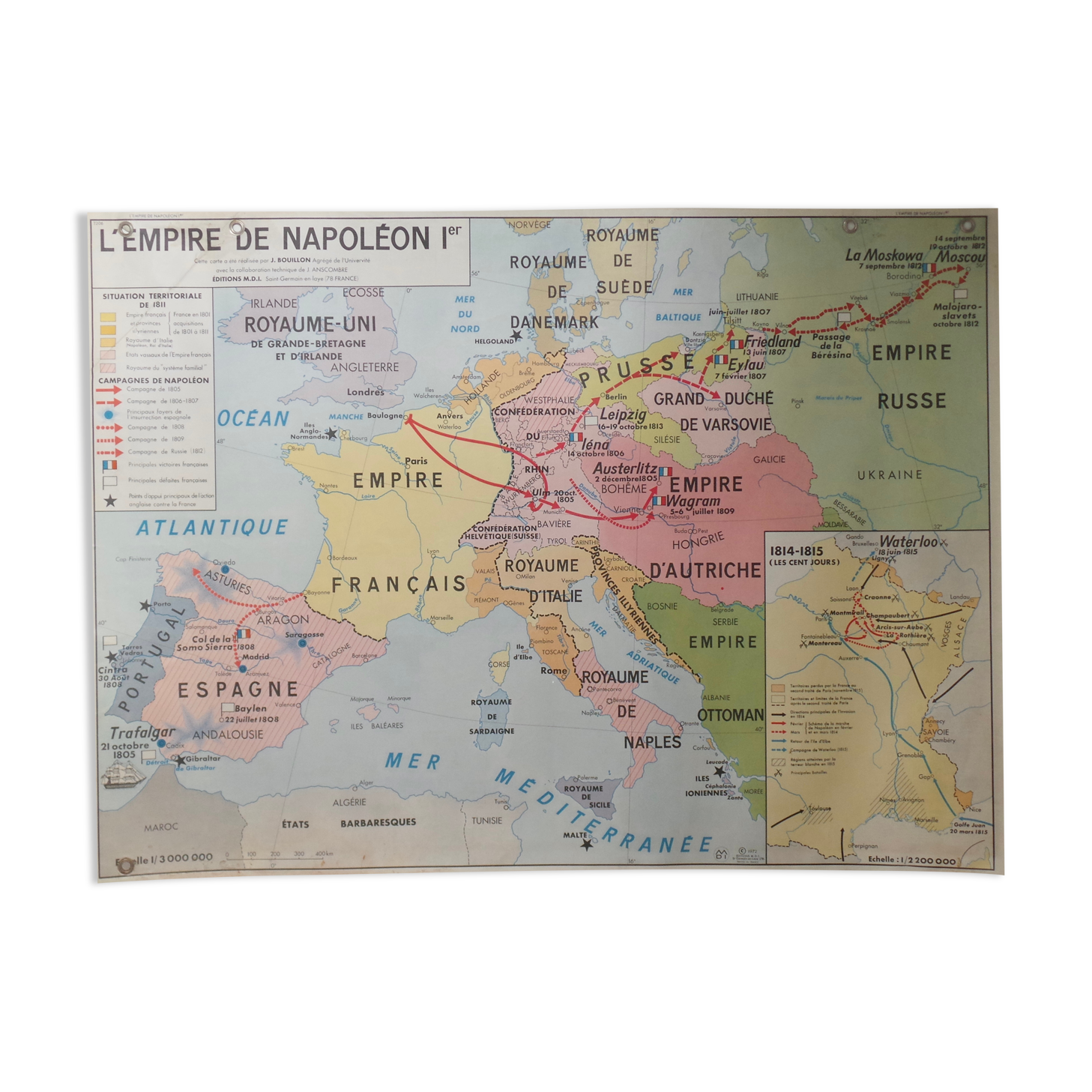 School map the empire of Napoleon 1st and the French revolution MDI 1972