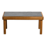 Slate and elm coffee table, Maison Regain, 1980