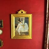Old portrait of a ballet dancer with her pediment frame