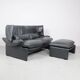Canapé en cuir avec pouf par Vico Magistretti pour Cassina, années 1980, lot de 2