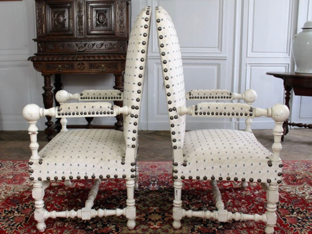 Pair of Louis XIII style armchairs from the 19th century