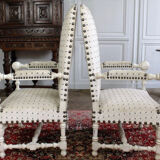 Pair of Louis XIII style armchairs from the 19th century