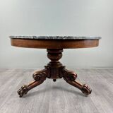 Carved wooden pedestal table with a marble top, Napoleon III period
