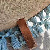 Blue velvet upholstered toad armchair