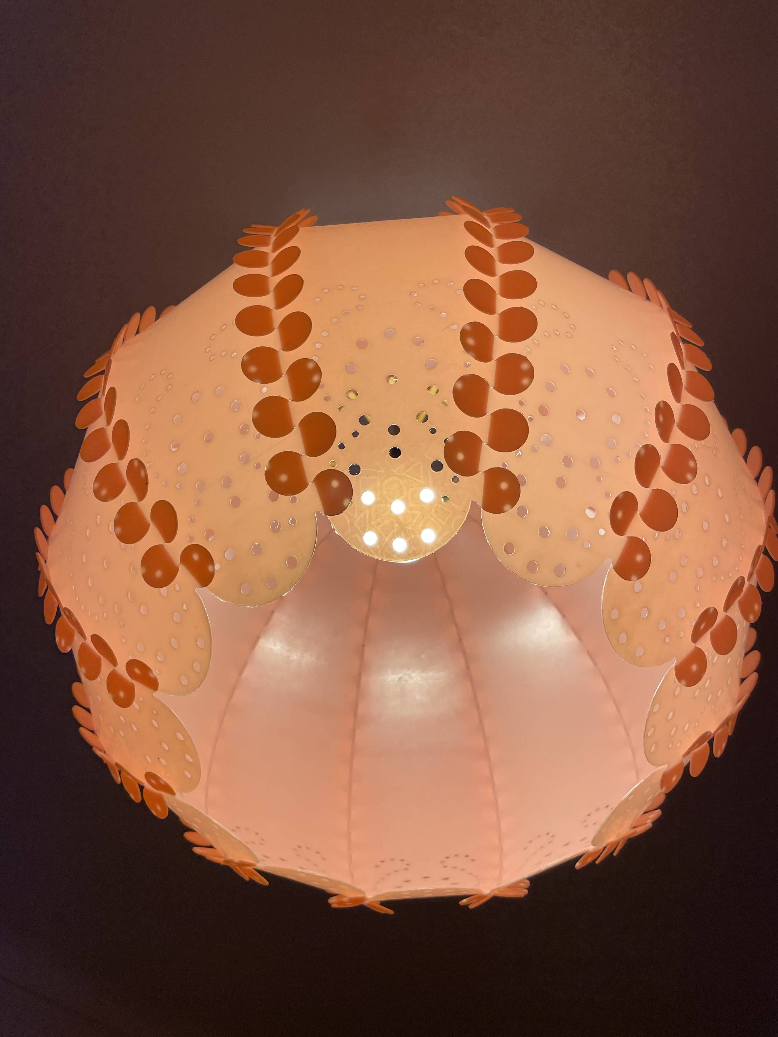 Large coral hanging pendant light Danish modern