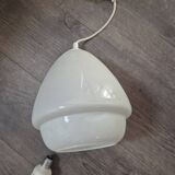 vintage pendant light from the 60s and 70s in white opaline with rosette