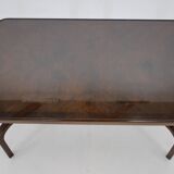 1930s Restored Coffee Table in Walnut with Glass Top,Czechoslovakia