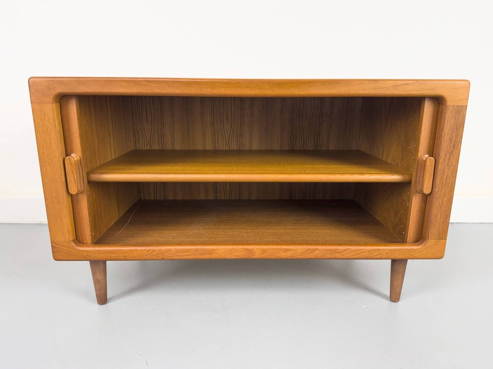 Low Teak Sideboard with Tambour Doors from CFC Silkeborg, 1970s