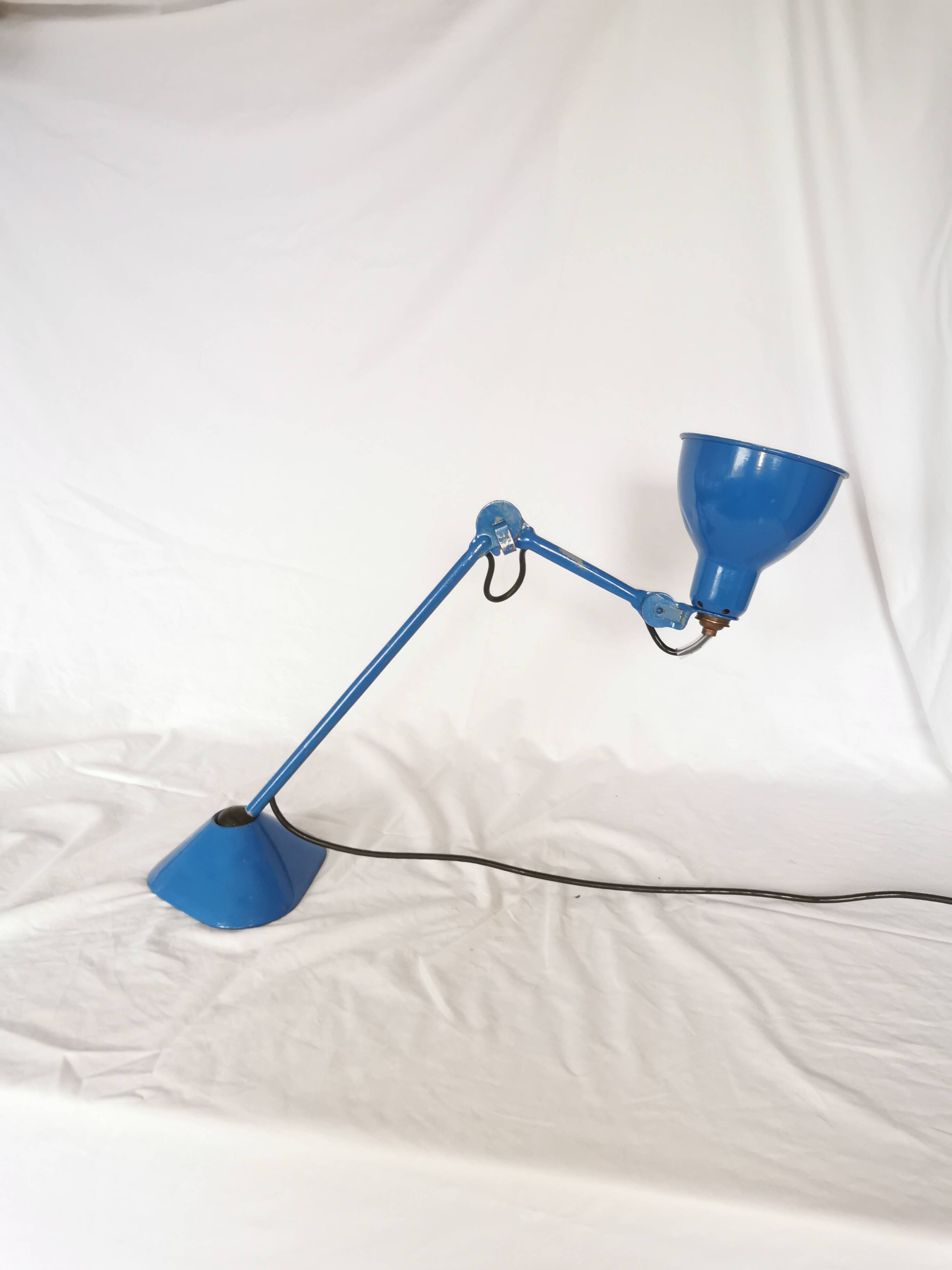 RAVEL articulated lamp, model 205 blue, Bernard Albin Gras, Clamart, France, 1932