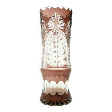 Mid-century modern vase, crystal glass, Poland, 1970s