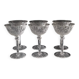 6 Saint Louis crystal champagne glasses / coupes. Tommy model.