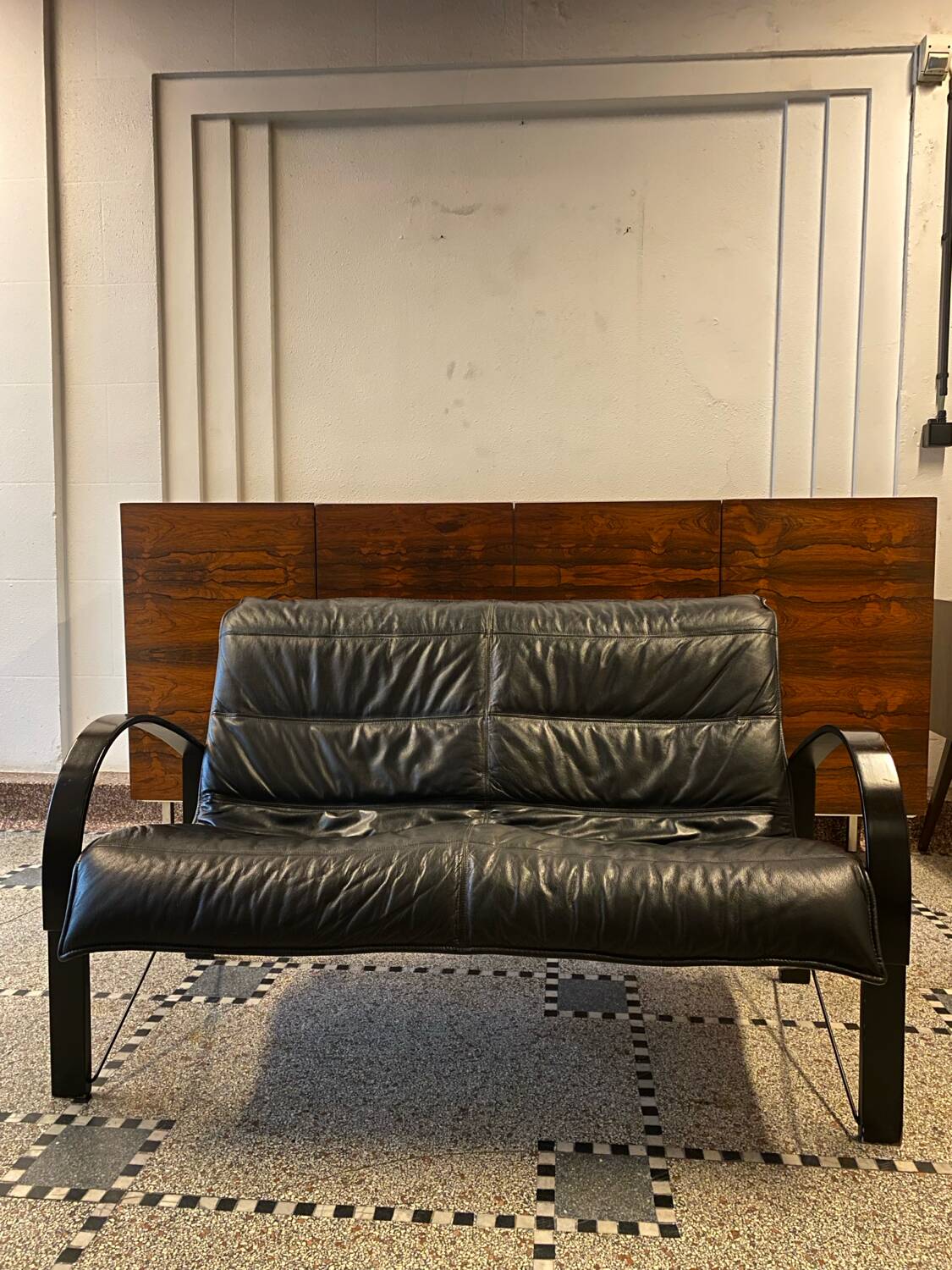 “Polhem” two-seater leather bench by Tord Björklund for IKEA 1980