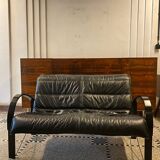 “Polhem” two-seater leather bench by Tord Björklund for IKEA 1980