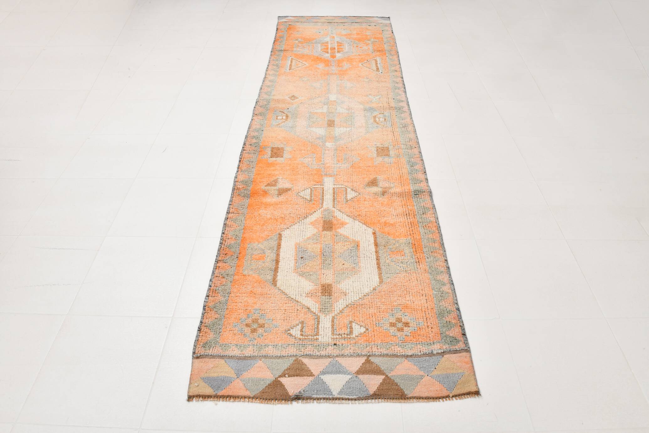 3x11 Orange Persian Runner, Rug For Hallway, Antique Runner Rug, 95x338Cm