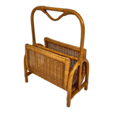 Rattan and Bamboo Magazine Rack, 1970s