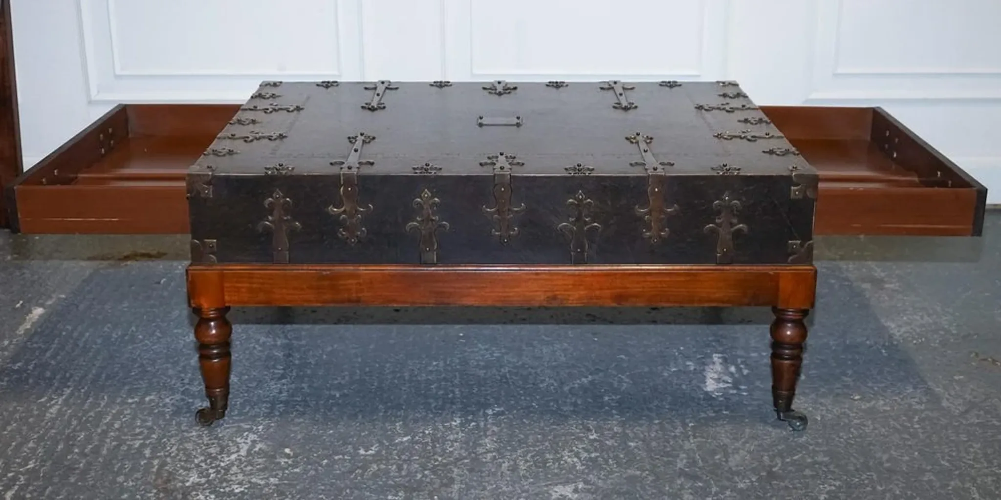 Large Coffee Table with Drawers on Both Sides by Theodore Alexander