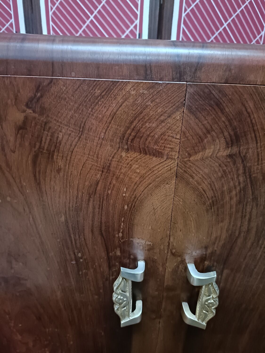 Art deco bar furniture symmetrical walnut veneer