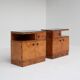 Pair of Art Deco nightstands in burlwood with black lacquered top