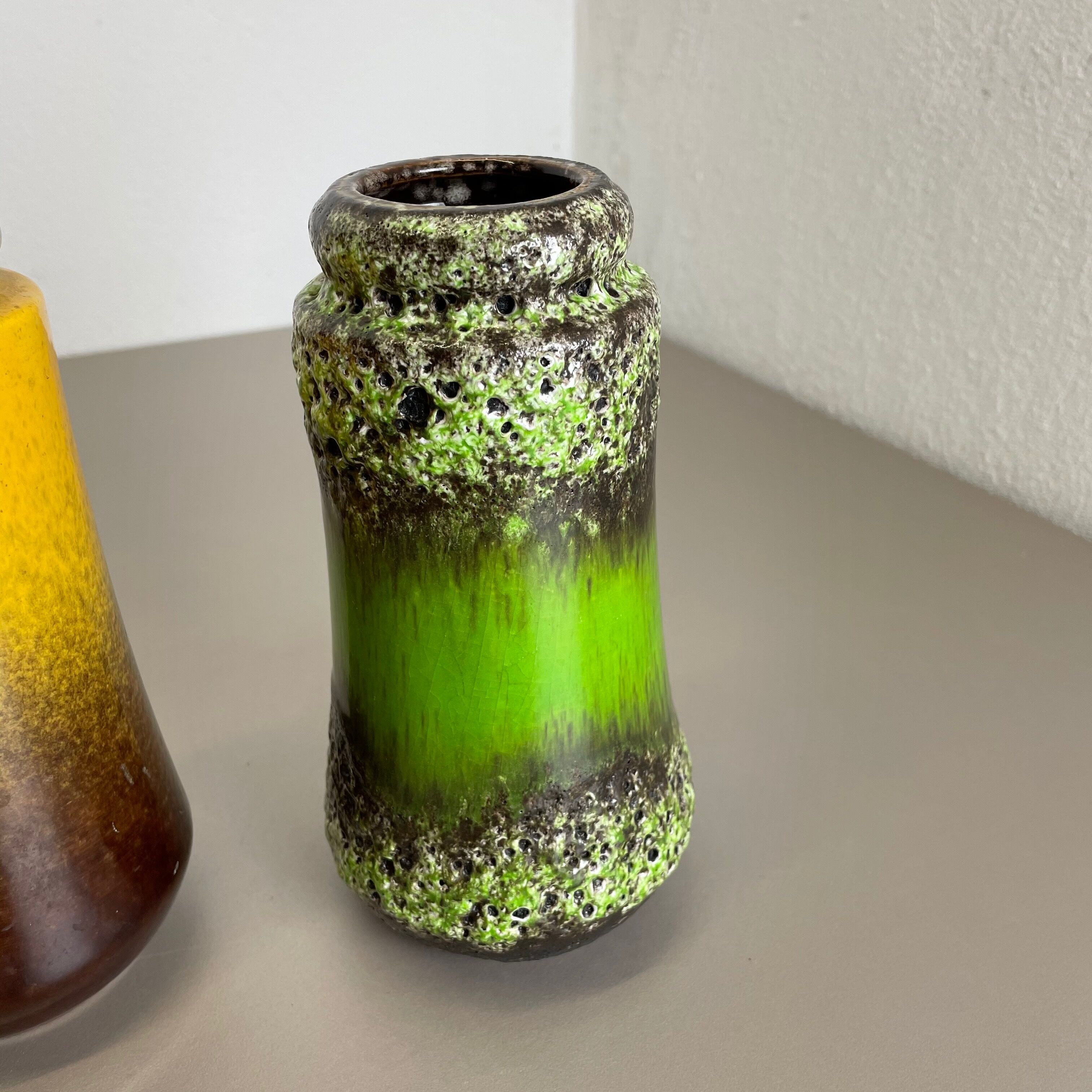 Set of Four 1970s Pottery Fat Lava "multicolor" Vases Made by Scheurich, Germany