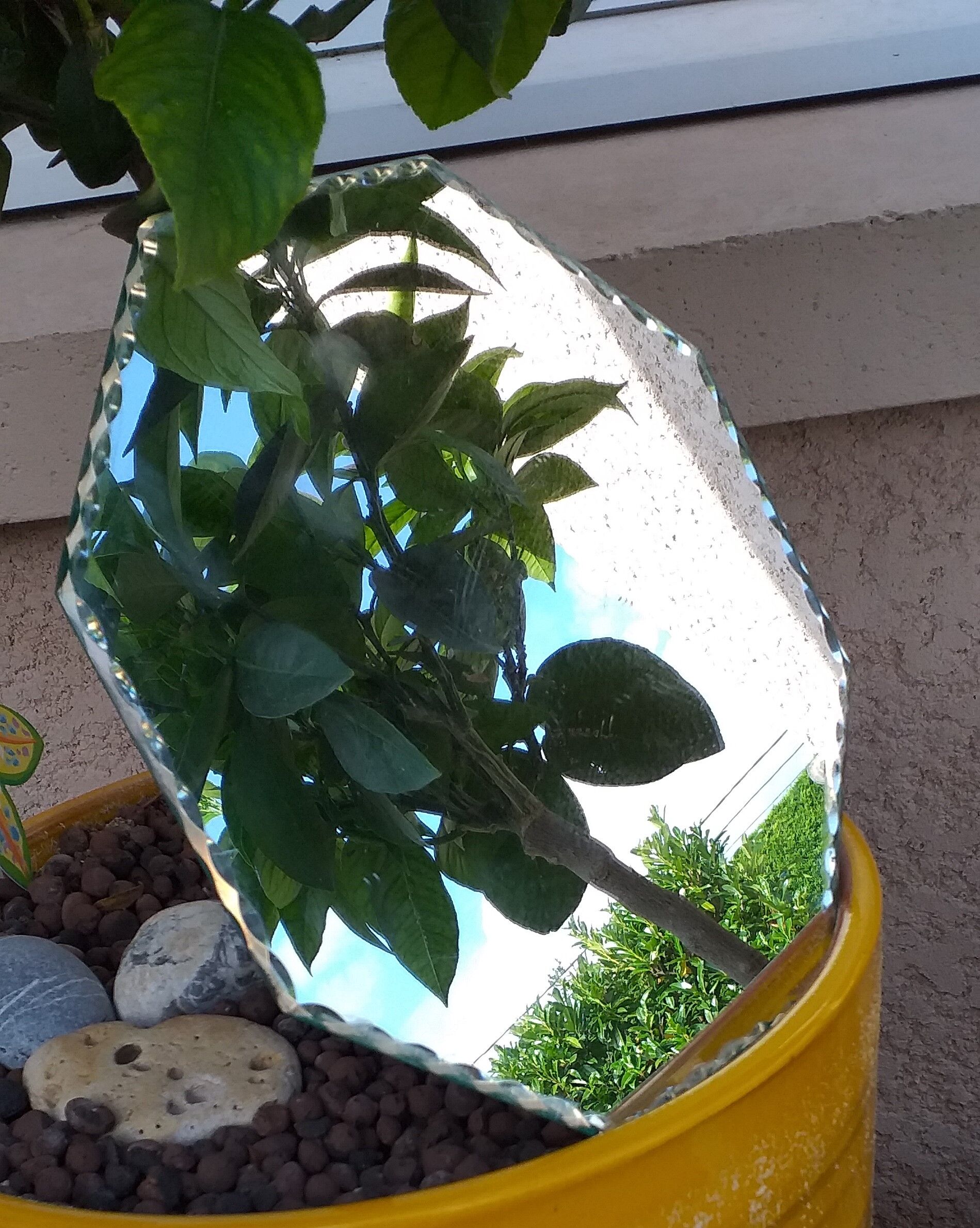 Octagonal beveled mirror