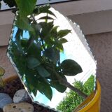 Octagonal beveled mirror