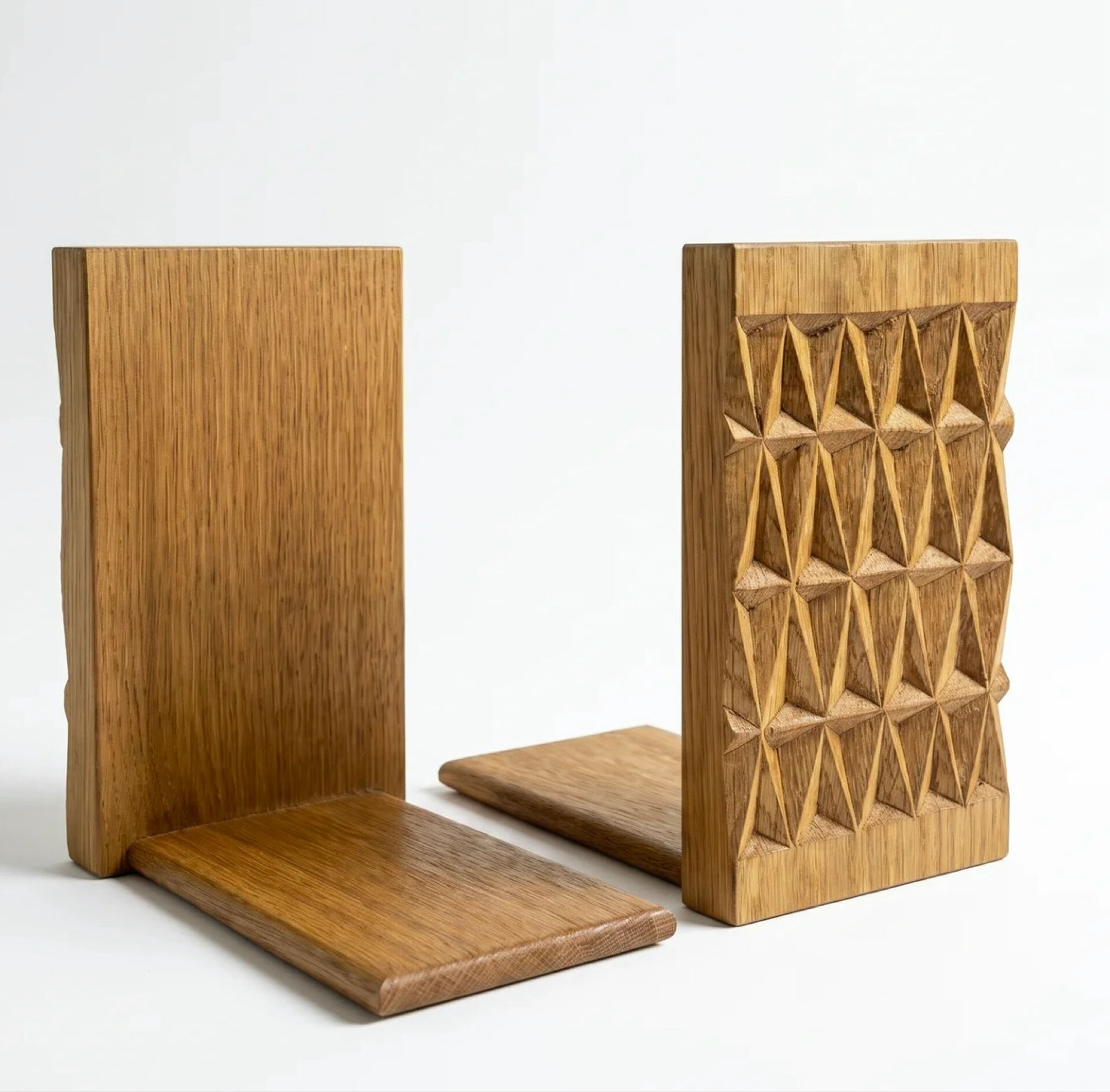 Brutalist oak bookends from the 1960s.