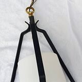 Small 60s metal and opaline light fixture