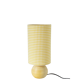 Vintage table lamp – Turned wood and yellow Vichy