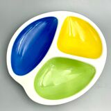 Dish Gien Vintage trilobed green yellow blue
