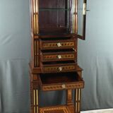 Rare small marquetry display cabinet, louis xvi style – mid 19th century