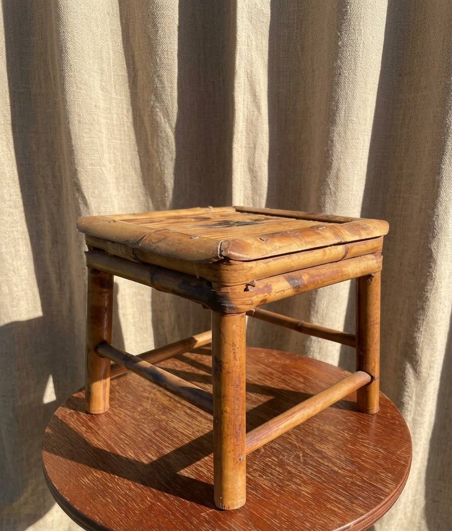Tabouret bambou /osier vintage