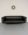 Three-seater tubular chrome and black leather sofa by Kébé, Denmark 80