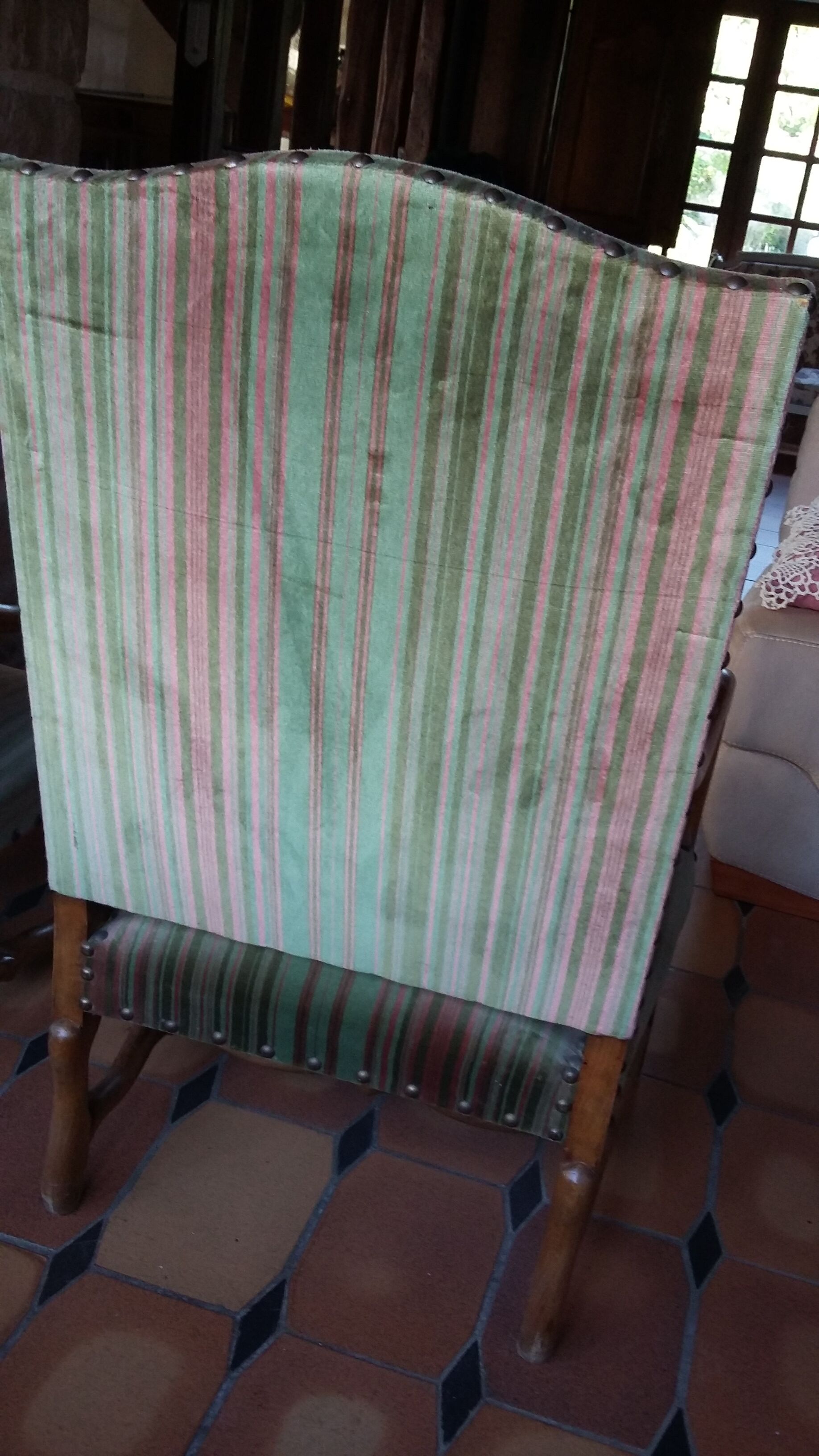 Pair of chairs fabric striped Velvet