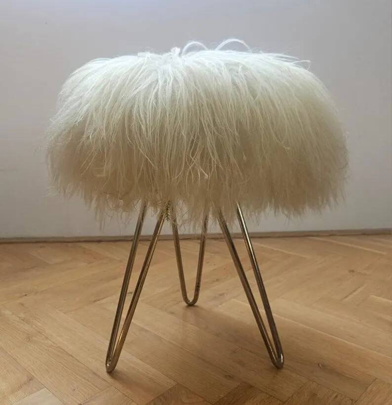 Rare Midcentury Brass and Hairpin Tripod Stool, Germany, 1960s