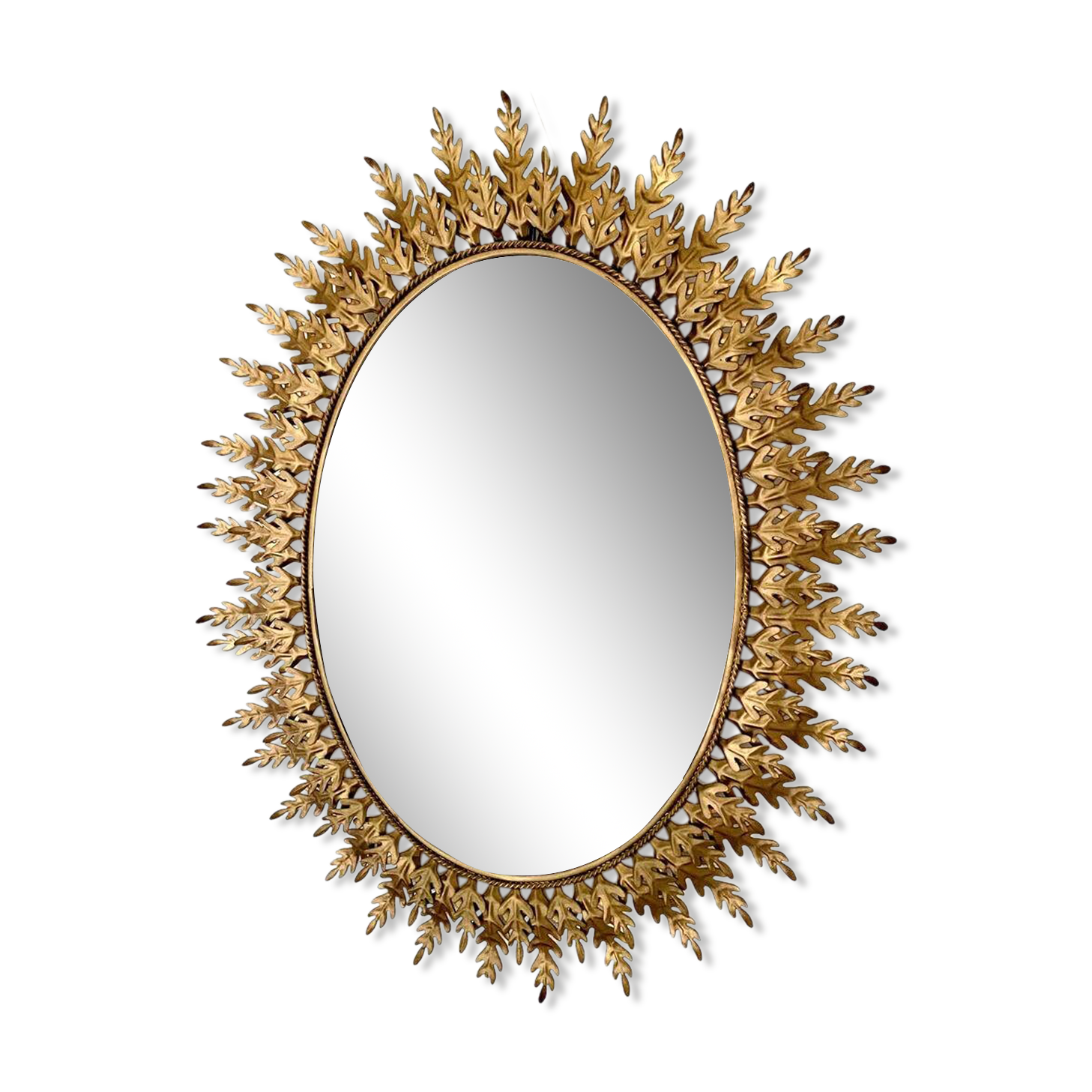 Vitnage golden sunburst oval wall mirror, Italy 1960s