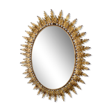 Vitnage golden sunburst oval wall mirror, Italy 1960s