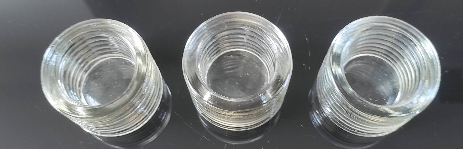 Set of 3 vintage ribbed pressed glass candle holders – 1970s