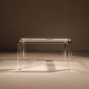 Square Lucite & Brass Coffee Table | Europe 1970s